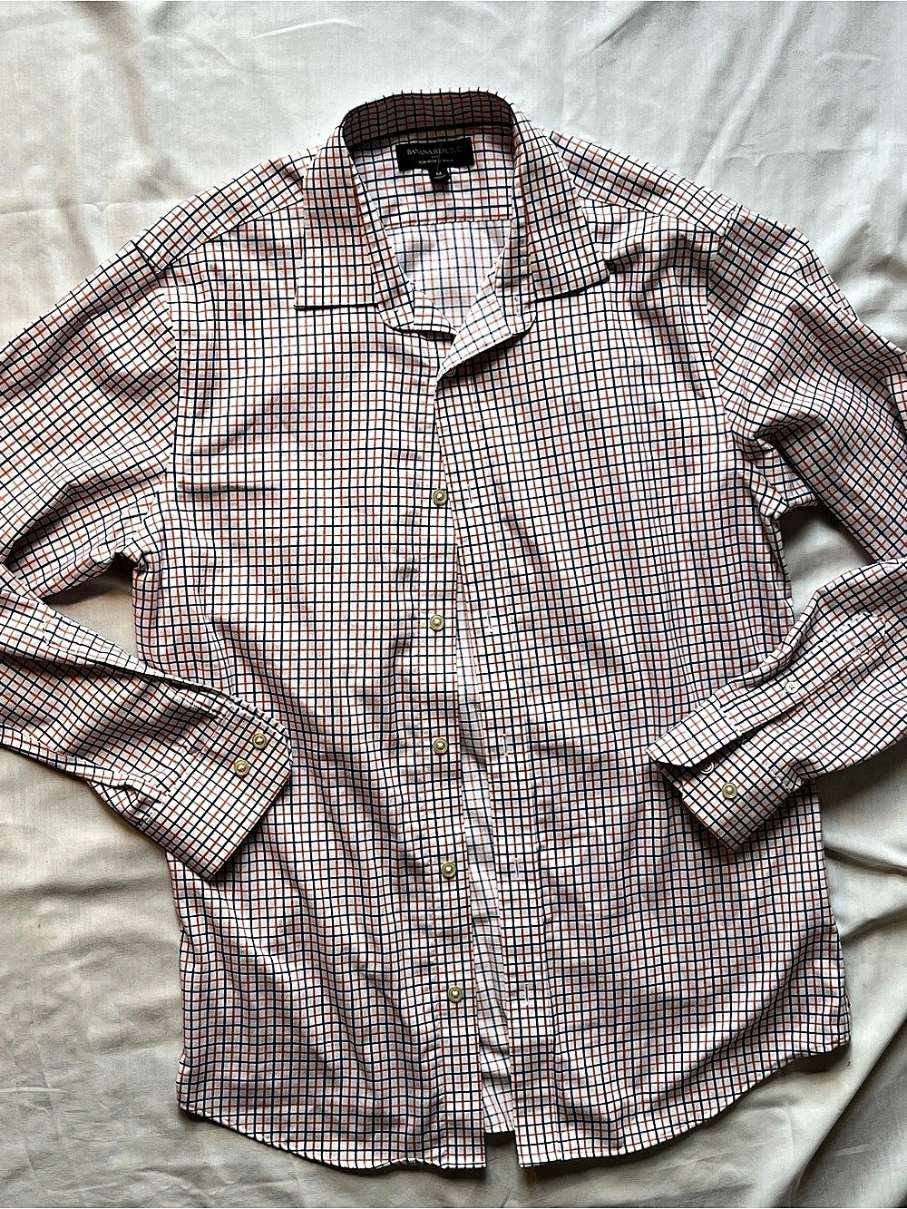 Banana Republic Plaid Button Down 100% Cotton Size Medium